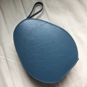 Vintage teardrop travel case / train case in cerulean blue